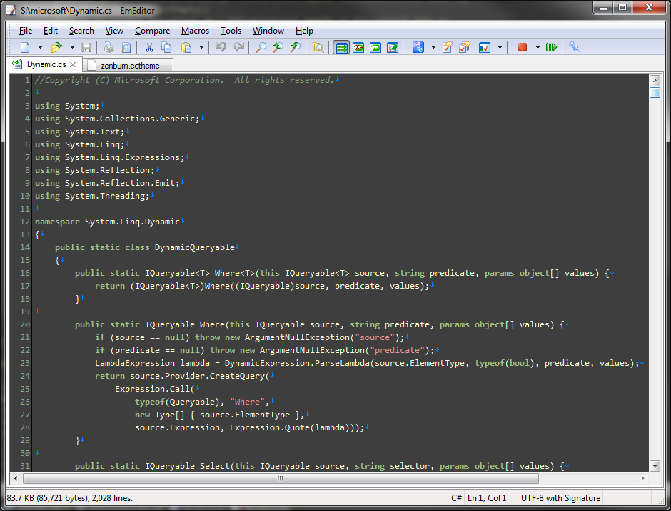 EmEditor homepage preview